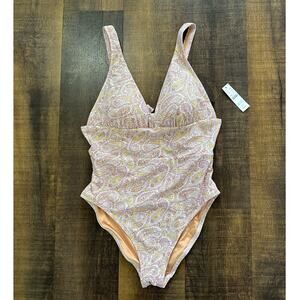 NWT J. Crew Eco Plunge V-Neck One-Piece in Beach Paisley Size 12